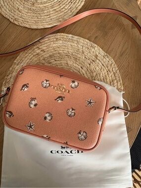 Coach Coral Pink Crossbody with Seashell Print